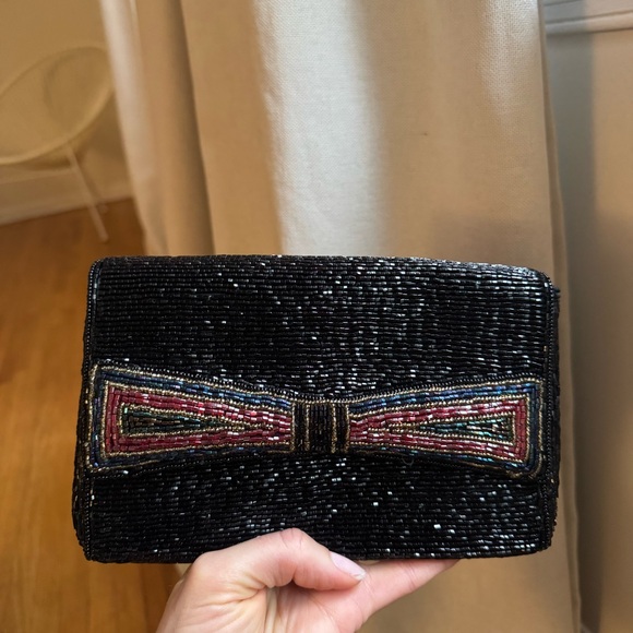 Women\'s Evening Bag SAKS FIFTH AVENUE beaded Big Bow vintage